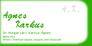 agnes karkus business card